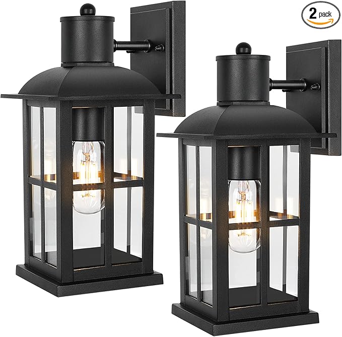 13in Outdoor Wall Lights, Anti-Rust 100% Aluminum Exterior Light Fixtures, Outdoor Wall Lanterns Sconce Lighting Matte Black, Outside Lights for House Wall Mount Porch Lights for Entryway Garage