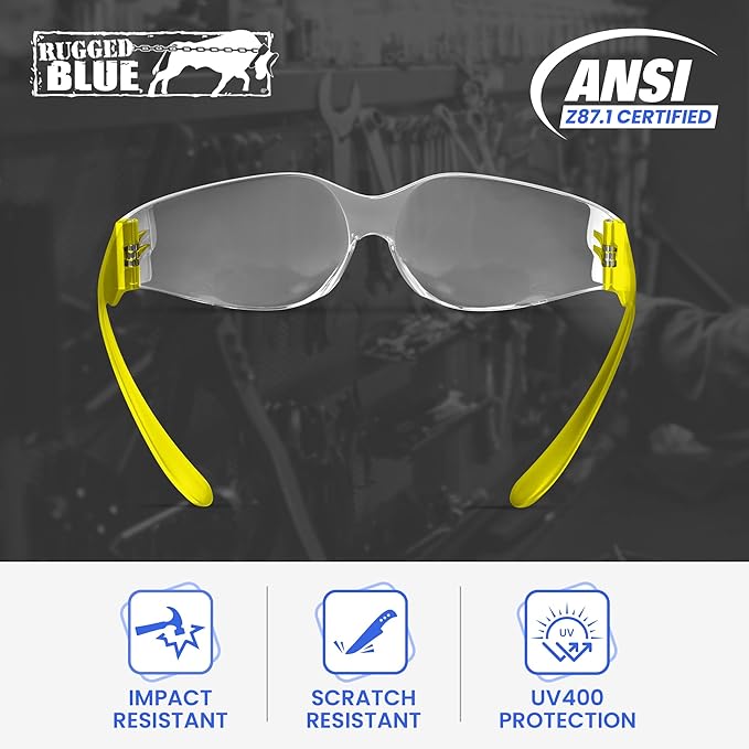 Work Safety Glasses For Men | Ansi Z87 Certified Safety Goggles For Shooting Range | Anti-Scratch Outdoor Glass