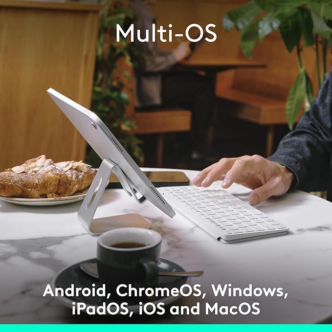 Logitech Keys-to-GO 2 Portable Compact Wireless Keyboard with Built-in Cover, Slim Tablet Keyboard for iPad, iPhone, Mac, Apple TV - Pale Grey