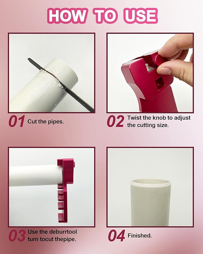 10 Pcs PVC Pipe Reamer Kit with 9 in 1 PVC Pipe Deburring Tool, Adjustable Chamfers, Plumbing Tools Compatible with 1/2 inch-4 inch for SCH40