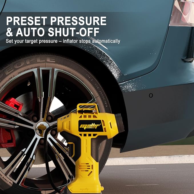 Tire Inflator Portable Air Compressor Compatible with Dewalt 20v Max Battery (TOOL ONLY), 160PSI Auto Shut-off Pump, Digital Pressure Gauge, Emergency LED Light, Auto Accessories for Car Bicycle Ball