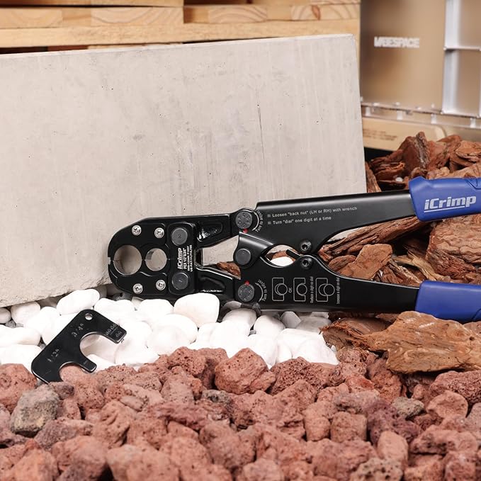 iCrimp Pex Pipe Crimping Tool, Plumbing Tool with Convertible 1/2" and 3/4" Jaws for Copper Ring, Meets ASTM 1807 Standard IWS-1234N