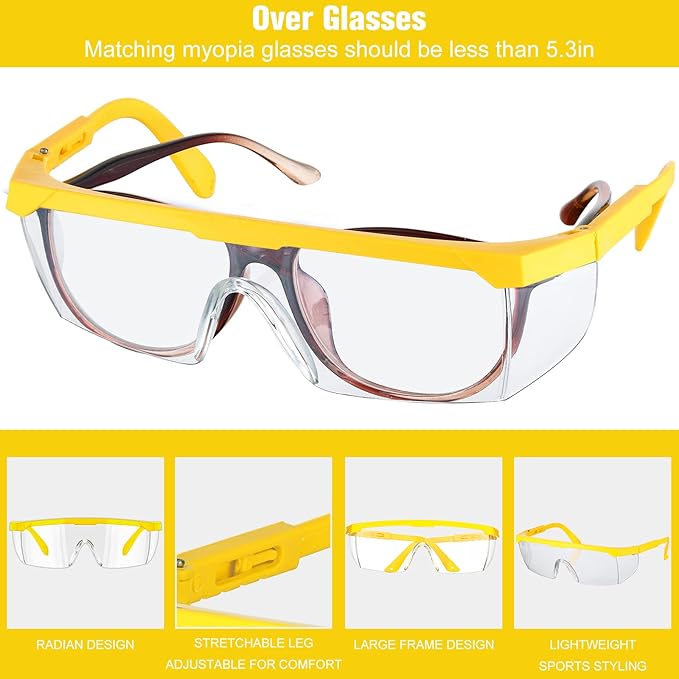 Kigeli 20 Pairs Safety Goggles over Glasses Lab Goggles Anti Fog Scratch Adult Protective Eyewear for Classroom Work