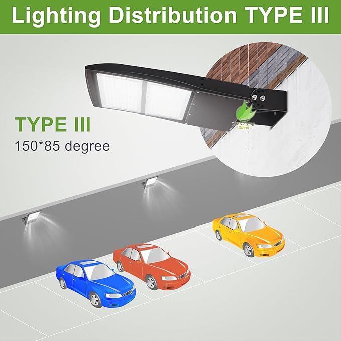 480V 300W LED Parking Lot Lights, 42000LM 1000W MH/HPS Equiv. Surge Protection 5000K DLC UL LED Shoebox Lights for Sports Court Parking Lot, Trunnion Mount