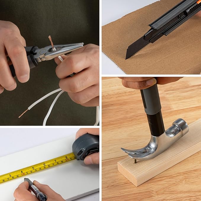 Growneer Tool Set, 241 Piece Home Tool Kit with Durable Metal Tools for Home Repair,DIY,Maintenance,Includes Screwdriver Wrench Hammer Scissors Tape Plier Tool Box Essential Mechanics Tools Kit