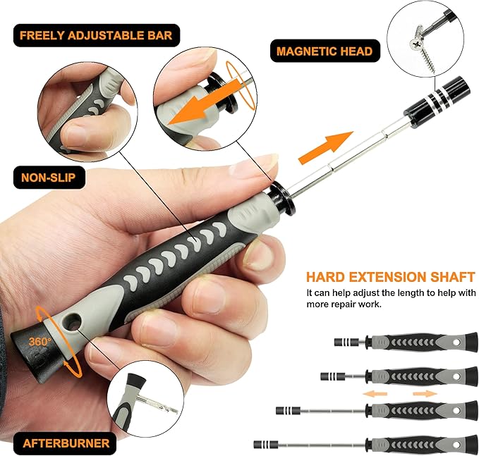 Precision Screwdriver Set, 130 in 1 Electronics Magnetic Screwdriver Set with 120 bits Repair Tool Kit for Computer, PC, Laptop, Phone, Mac, Tablet, Home DIY, Game Consoles, Glasses, Watch