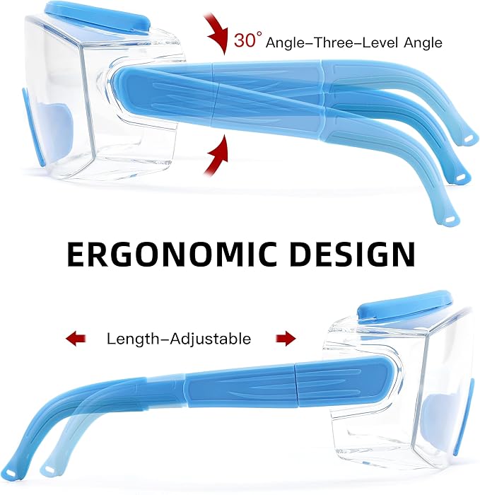 Safety Glasses Over Eyeglasses Anti Fog Safety Goggles Protective Glasses With Adjustable Frame For Men Women