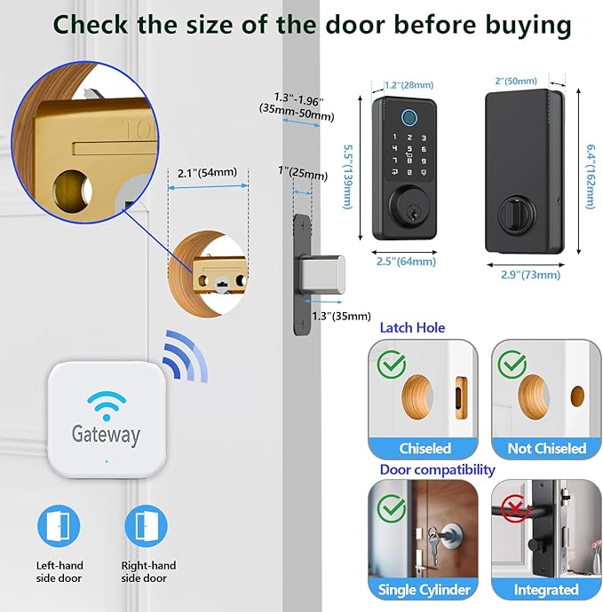 WiFi Smart Door Lock Compatible with Alexa Fingerprint Electronic Keypad Deadbolt for Home, Hotel