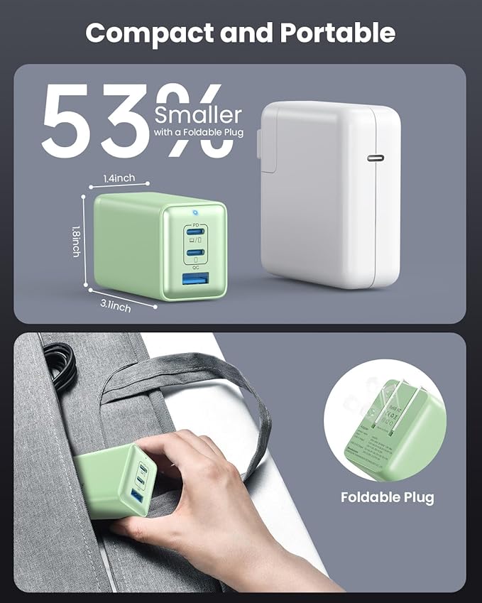 150W USB C Charger Block,GaN III Compact Foldable Wall Charger 3 Port Fast Charging Station,PD QC PPS Portable USB C Hub 100W Laptop Adapter for MacBook Pro/Air,iPad,iPhone 16/Pro,Galaxy S24,Dell etc