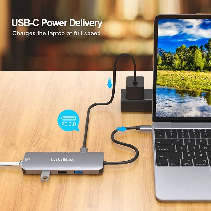 USB-C Hub (8-in-1) with 4K@60 HDMI Display, 5Gbps USB-A Data、SD/TF、Ethernet Ports and for MacBook Pro, MacBook Air, Dell XPS, Lenovo Thinkpad, HP Laptops and More