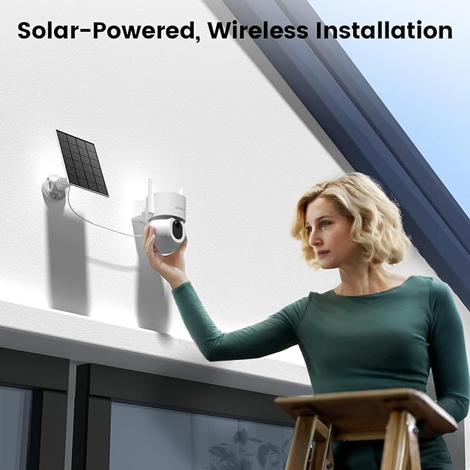 AOSU Security Cameras Wireless Outdoor - 3K/5MP Solar Powered 400-Lumen Floodlight Camera, 360° Pan/Tilt Surveillance, Night Vision, 2.4G WiFi Camera, Auto Tracking, AI Human/Vehicle/Pet Detection