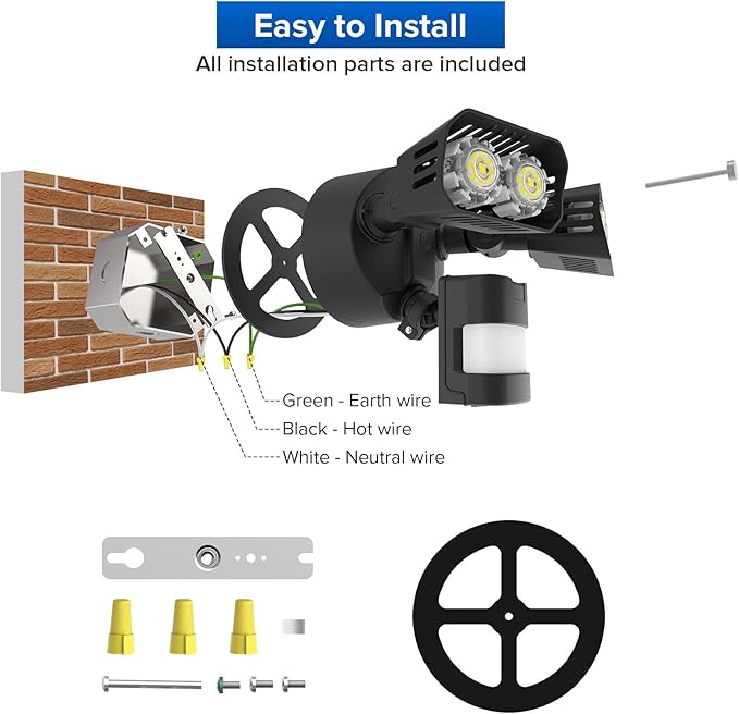 SANSI LED Security Lights, 18W (150Watt Incandescent Equiv.) Motion Sensor Lights, 1800lm 5000K Daylight Waterproof Outdoor Floodlights with Adjustable Dual-Head