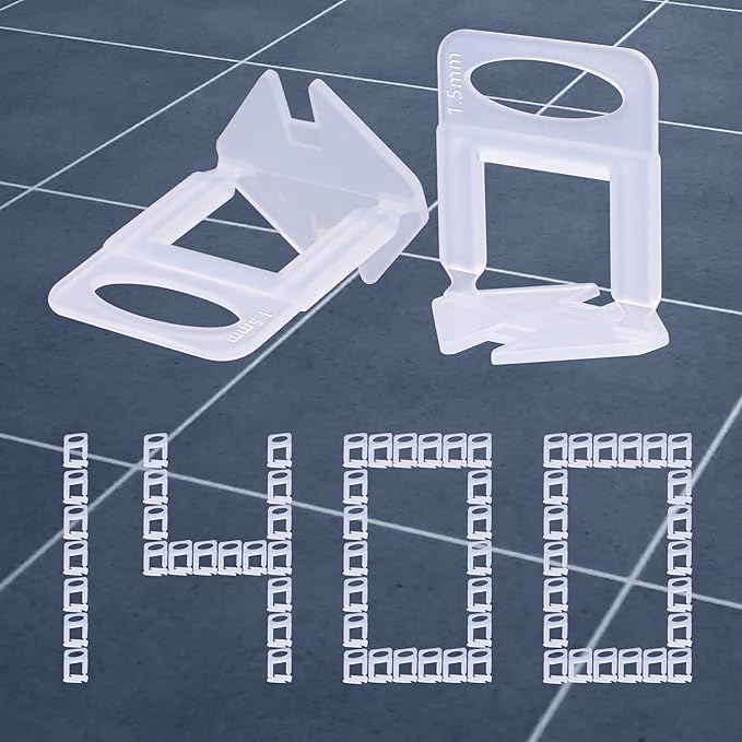 1400 PCS Tile Leveling System Clips 1/16''(1.5mm) Tiles Leveler Spacers Tool for Professional Ceramic Tile and Stone Installation