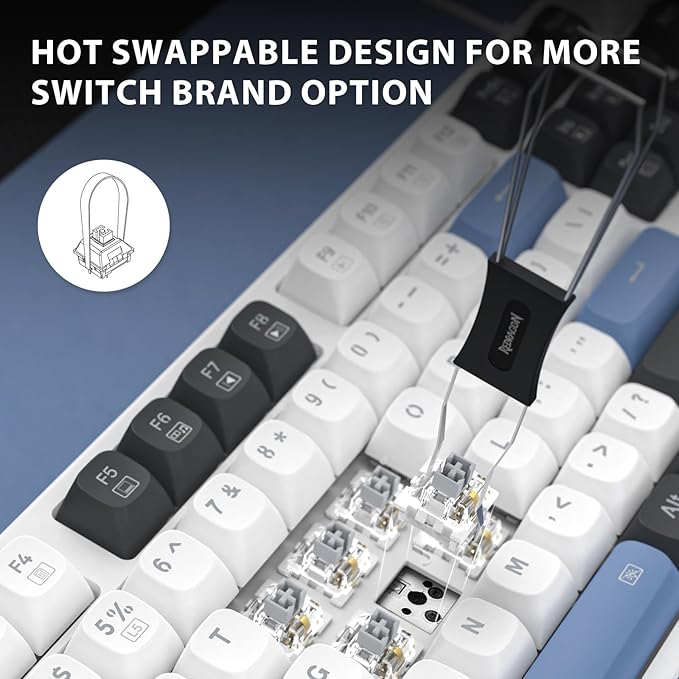 Redragon K668 Wired Gasket RGB Gaming Keyboard, 108 Keys Mechanical Keyboard w/Extra 4 Hotkeys, Upgraded Hot-swappable Socket, Sound Absorbing Foam, Mixed Color Keycaps, Custom Linear Switch