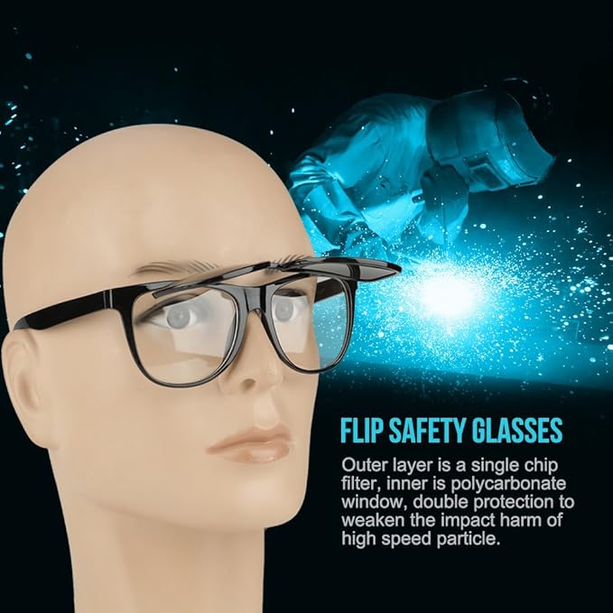 Flip-up Welding Goggles, Safety Welding Goggle Working Protective Goggles, Eye Protective Safety Glasses for Welding, Soldering, Torching, Brazing and Metal Cutting