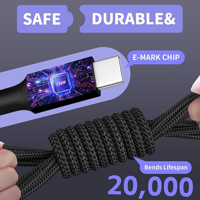 Travel Essentials, Dual Type-C 4 in 1 Multi Charging Cable for Multiple Devices, USB Cables Universal Phone Charger Cord with IP/Micro/2 USB-C Port for iPhone17/16/15/14, Android Tablet Pad, 2Pack 5FT