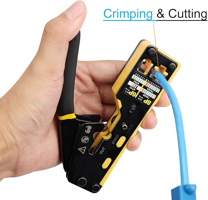Solsop Pass Through RJ45 Crimp Tool Kit Ethernet Crimper CAT5 Cat5e Cat6 Crimping Tool Kit