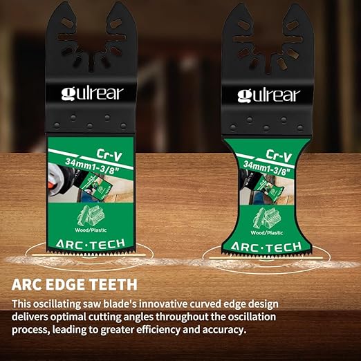 25 PCS Universal Oscillating Tool Blades - Quick Release Multi Tool Blades Kits with Titanium Coating & Curved Edge Multitool Blades for Metal,Hard Wood,Fit Milwaukee, Ryobi, Dewalt Oscillating Tools