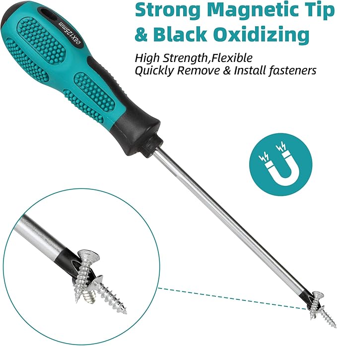 Magnetic Screwdriver Set 10 PCS,5 Phillips and 5 Flat Head Precision Screwdriver,Professional Cushion Grip and Non-Slip for Repair Home Improvement Craft,Green