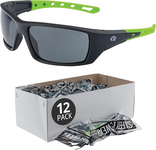 Veratti Spectrum Safety Glasses, Anti-Fog Gray Lens, ANSI Z87.1 Certified, Impact Resistant, Gray/Green Frame