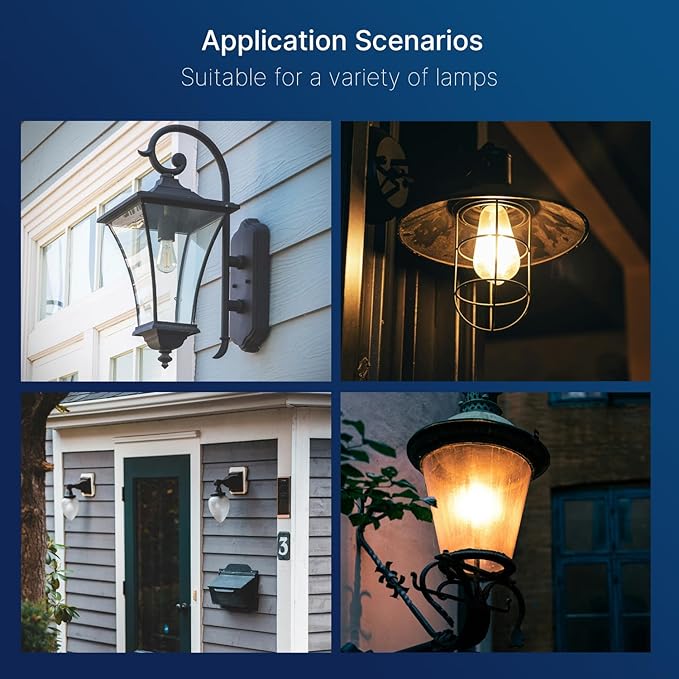 FLSNT Dusk to Dawn Outdoor Sensor ST19 LED Light Bulb, 7W (60W Eqv.), 800LM,Vintage Filament E26 Base, Auto On/Off Photocell Automatic for Energy-Efficient Outdoor Lighting, 3000K Warm White, 2 Pack