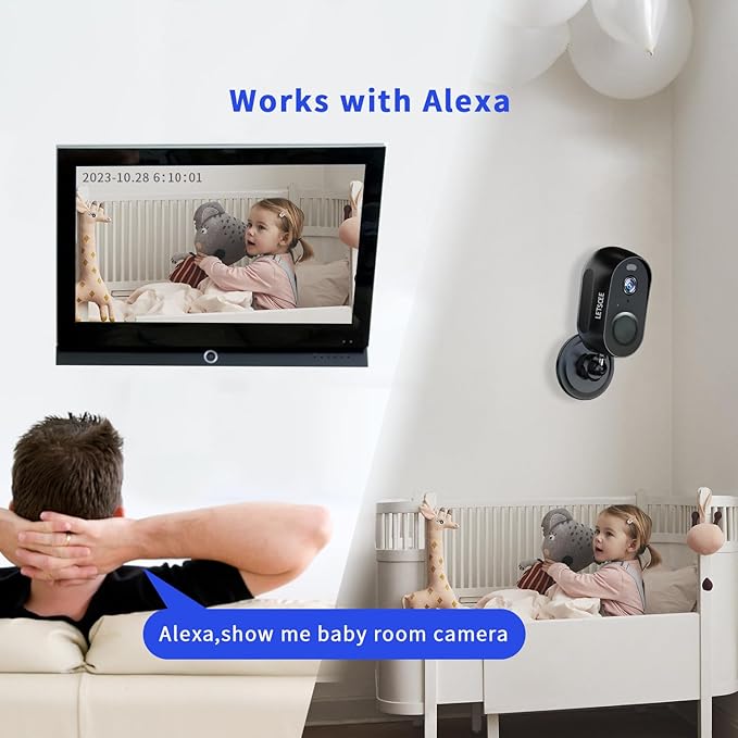 Security Cameras Wireless Outdoor or Indoor,Alexa Cameras for Home Security Outside with Night Vision,2-Way Audio,Motion Detection,SD/Cloud Storage,Motion Zone,IP65 Weatherproof
