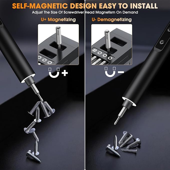 3.7V Mini Electric Screwdriver,50 in 1 Precision Screwdriver Set,Small Repair Tool Kit with 5 Torque/500mAh Battery/OLED Display/4 LED Lights for Electronics Computer/Phone/Camer/Eyeglass/Watch