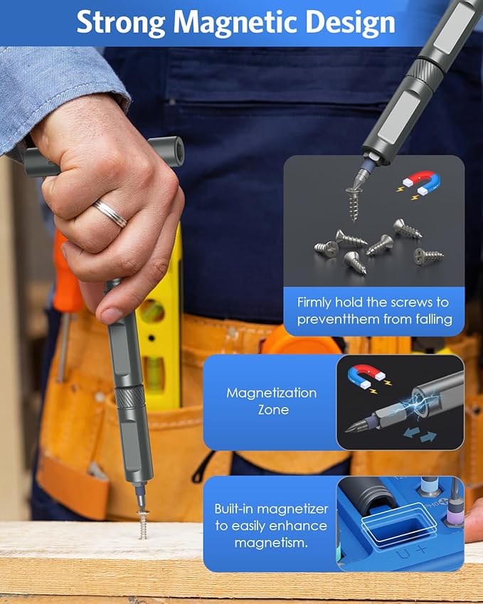 42 in 1 Magnetic Screwdriver Set, AMIR Screwdriver Set with 40 PCS Magnetic Bits, Ratcheting Screw Driver with Rotatable Ratchet Handle, Ratchet Screw Driver Kit with Carry Case