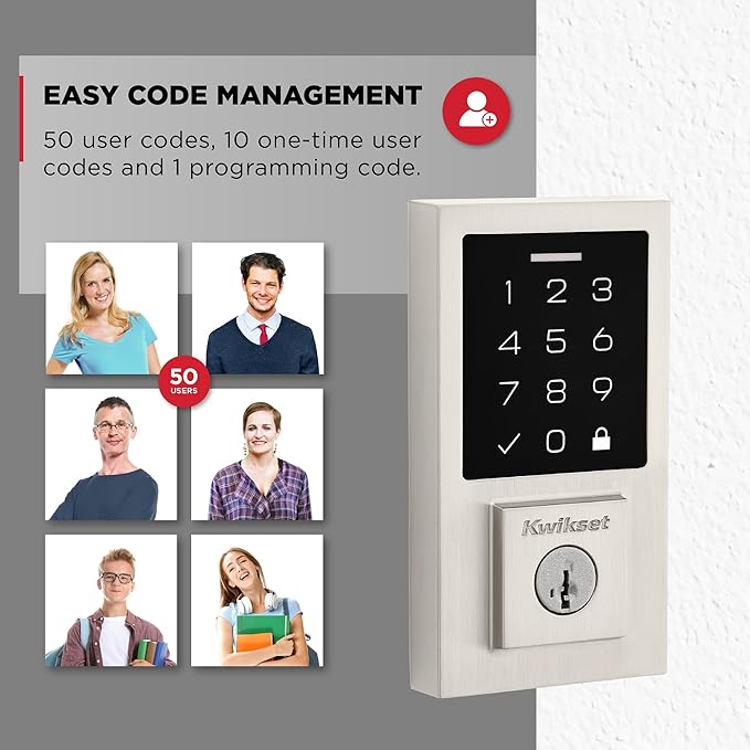 Kwikset SmartCode 270 Keyless Entry Electronic Touchpad Deadbolt Door Lock with Auto-Lock, Custom User Codes, Advanced Security in Satin Nickel Contemporary
