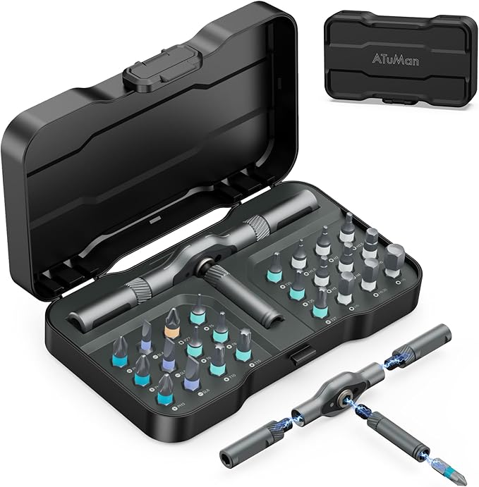 Upgraded 24 in 1 Ratchet Screwdriver Set, Magnetic Screwdriver Set, Multi Bit DIY Repair Tool Kit with Storage Case for Men Furniture, Computer, Bicycle and DIY Free Combination