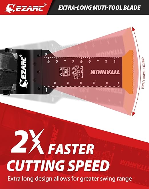 EZARC Titanium Oscillating Saw Blades, Extra-Long Oscillating Multitool Blades for Metal, Wood Nails, Screws Cutting, Plastic, 10 Pack