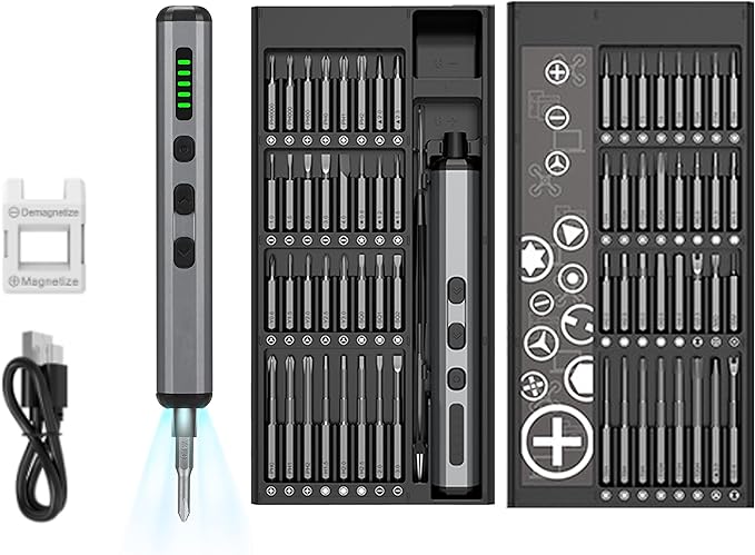 Mini Electric Screwdriver Set, Small Electric Precision Screwdriver with 5 Torque Levels, 68-in-1,Max 0.35 N.m Cordless Power Screwdriver Kit for Laptop, Camera, DIY,Phone & Electronics Repair
