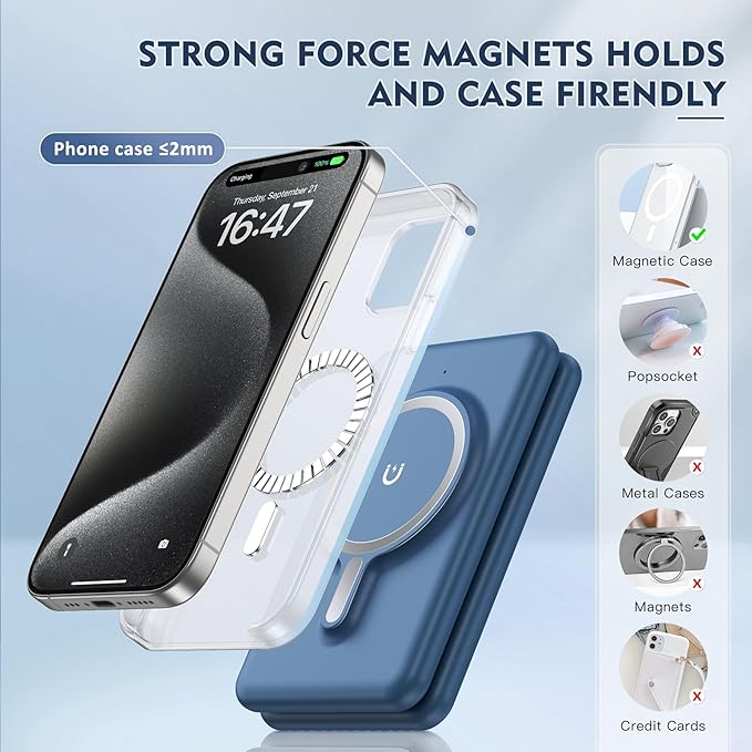 Wireless Charger iPhone - 3 in 1 Charging Station for Apple Devices for iPhone 16 15 14 13 12 Pro Max Plus - Foldable Magnetic Charging Pad for Apple Watch Series & Airpods Series