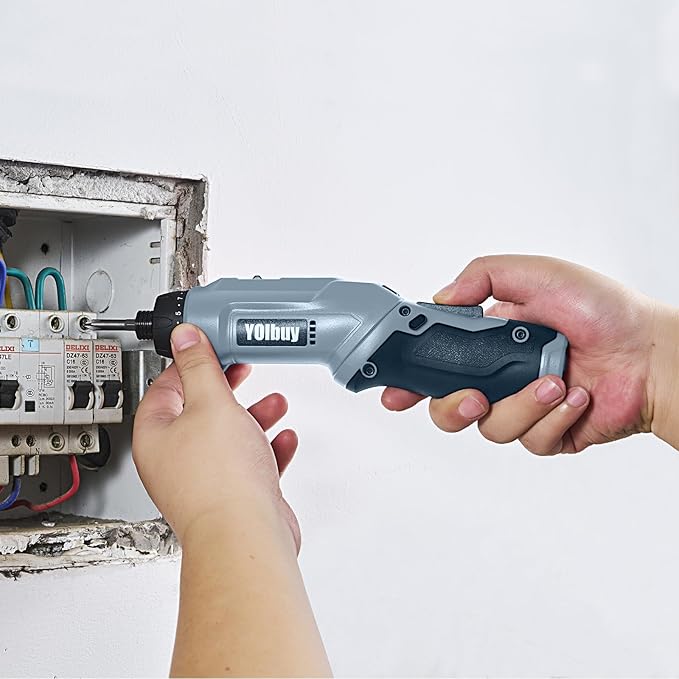 3.6V Rechargeable Electric Screwdriver, 21 Clutch Gears, 6.8Nm Max Torque, 2 Speed Gear, Max 650rpm, 2000mAh Battery, USB Type-C Charging, LED Light (Gray/without Case)