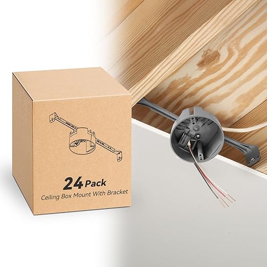 Ceiling Electrical Box with Adjustable Hanger Bar 14" - 23.5", New Work, 20 Cu.in, UL Listed, 24-Pack