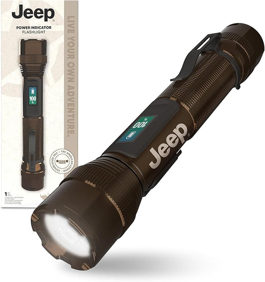 Energizer Jeep Power Indicator Rechargeable LED Flashlight, 1,000 Lumens, Rechargeable Flashlight with Trail-Ready Construction and Easy-to-Read Digital Power Indicator Display