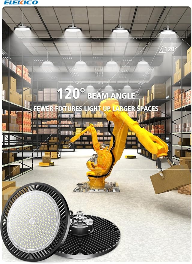 UFO Led High Bay Light, Upgrade Super Bright 350w 52500lm 5000k High Bay Led Shop Lights with Us Plug 5' Cable, Led Shop Lights for Garage Workshop Factory Barn Gym Warehouse 4 Pack