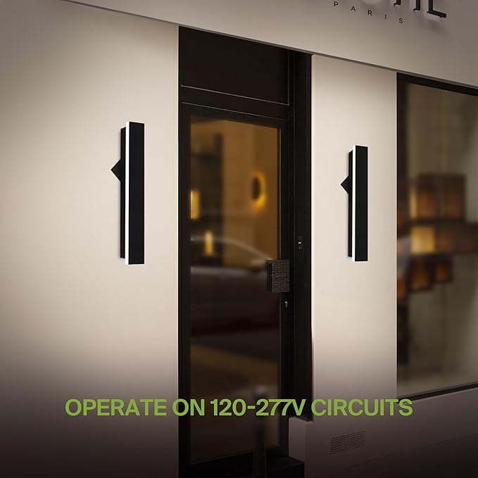 ASD LED 24" Long Wall Mount Light Fixture, Outdoor & Indoor Linear Sconce | 3CCT, Dimmable, Waterproof, Anti-Rust, ETL Listed | 24W 1500LM 3000-5000K 100-277V | Exterior Porch Lighting | Black