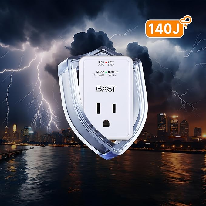 [ETL Listed] BXST Single Outlet Surge Protector for Refrigerator Voltage Protection Mini Wall Outlet Surge Protector Plug in for Computer/TV/PC 140J 1200W（2 Pack）