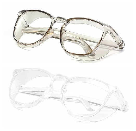 Alsenor Safety Glasses Anti Fog Goggles Protective Eyewear Blue Light Blocking Anti Dust UV Protection Glasses For Men Women (2 Pack (Green + Clear))