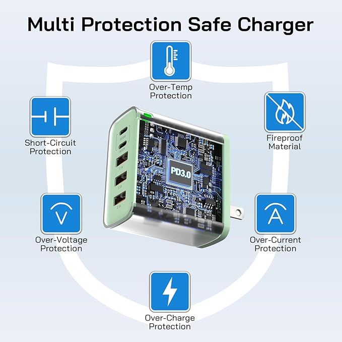 2Pack USB C Fast Charger Block, 60W 5-Port USB C Wall Charger 30W Type C Charging Block, 2USB C+3USB A PPS/PD 3.0 Multiport Charging Cube for iPhone 16 15 14 13 Pro Max,for Galaxy S25 S24 Ultra, i Pad