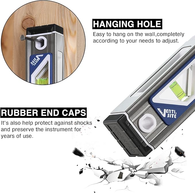 WORKPRO 10 Inch Torpedo Level, Small Leveler Tool, 3 Bubble Vials, Verti. Site, for Conduit Bending, Aluminum Alloy Construction