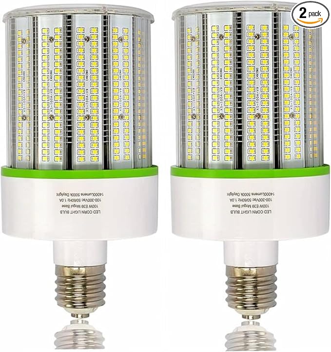 2-Pack 100W Led Corn Cob Light Bulb, E39 Large Mogul Base led Bulb (250-400W MH/HPS Replace) Indoor Outdoor Lighting for Garage Warehouse High Bay Parking Lot Wall Pack
