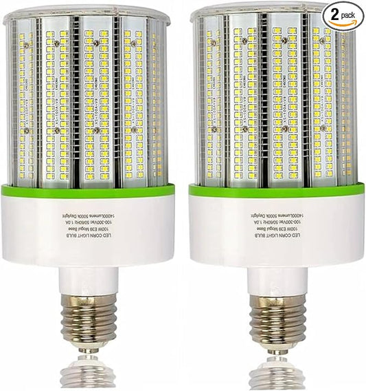 2-Pack 100W Led Corn Cob Light Bulb, E39 Large Mogul Base led Bulb (250-400W MH/HPS Replace) Indoor Outdoor Lighting for Garage Warehouse High Bay Parking Lot Wall Pack