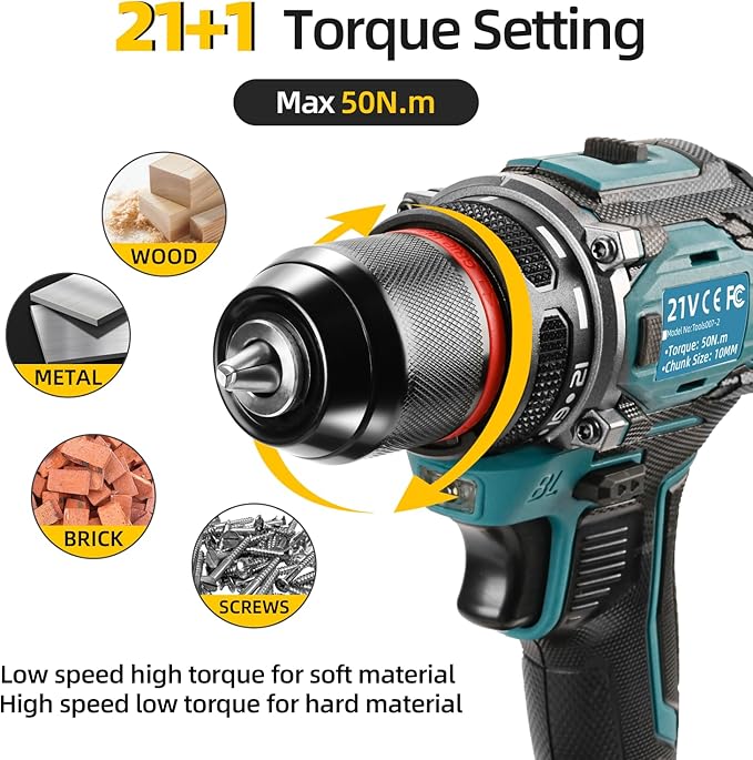 Cordless Drill Set, 21V Cordless Power Drill/Driver Set, 2 Variable Speeds with LED Light, 3/8" Keyless Chuck, 2 Batteries & Charger, 28-Piece Kit for Home Use(Blue)