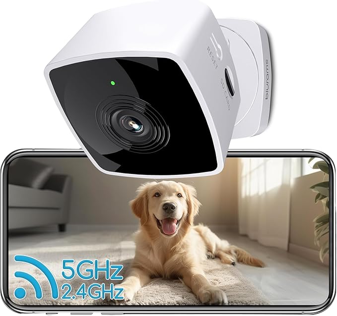 blurams 2.4G/5G Cameras for Home Security, 2K Pet Camera Indoor with Phone App, Foldable Security Camera w/Motion Detection, 2-Way Talk, IR Night Vision