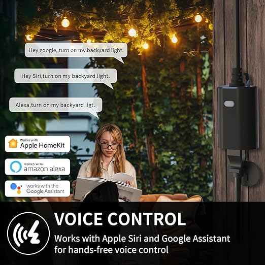 Minoston HomeKit Outdoor Smart Plug, Waterproof Wi-Fi Outlet (2.4GHz Only), Compatible with Apple Home, Siri, Alexa, Google Assistant, Smart Life App, Heavy Duty Outlet Plug, Black (MP22WH)