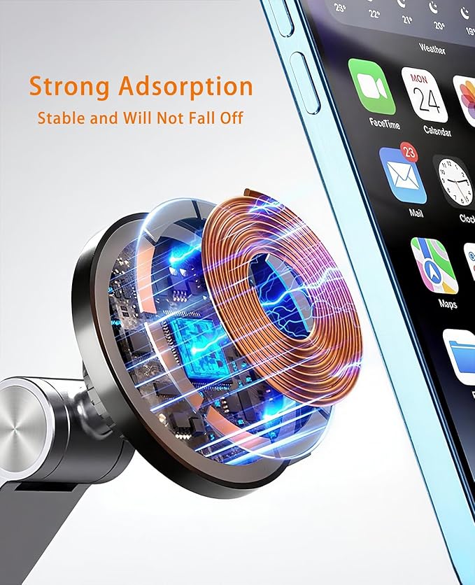 Magnetic Tablet Stand for Desk Aluminum Alloy Phone iPad Desk Holder Overhead Arm Mount with 360°Rotate Base for Magsafe/iPhone/Android/iPad (Magnetic Gray)