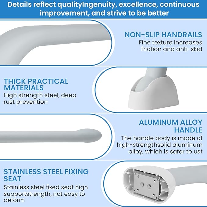 Toilet Safety Rails for Seniors (500 lbs), Handicap Toilet Rails with Foldable Handles, Toilet Assist Rails, Toilet Rails for Seniors, Heavy Duty Toilet Safety Frames Rails with Arms
