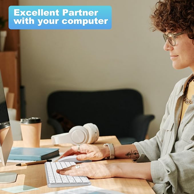 5 in 1 Aluminum Keyboard and Mouse for Mac Wireless Keyboards Bluetooth Rechargeable Mouse Compatible with iMac MacBook iPad and All MacOS iOS Windows Android Devices